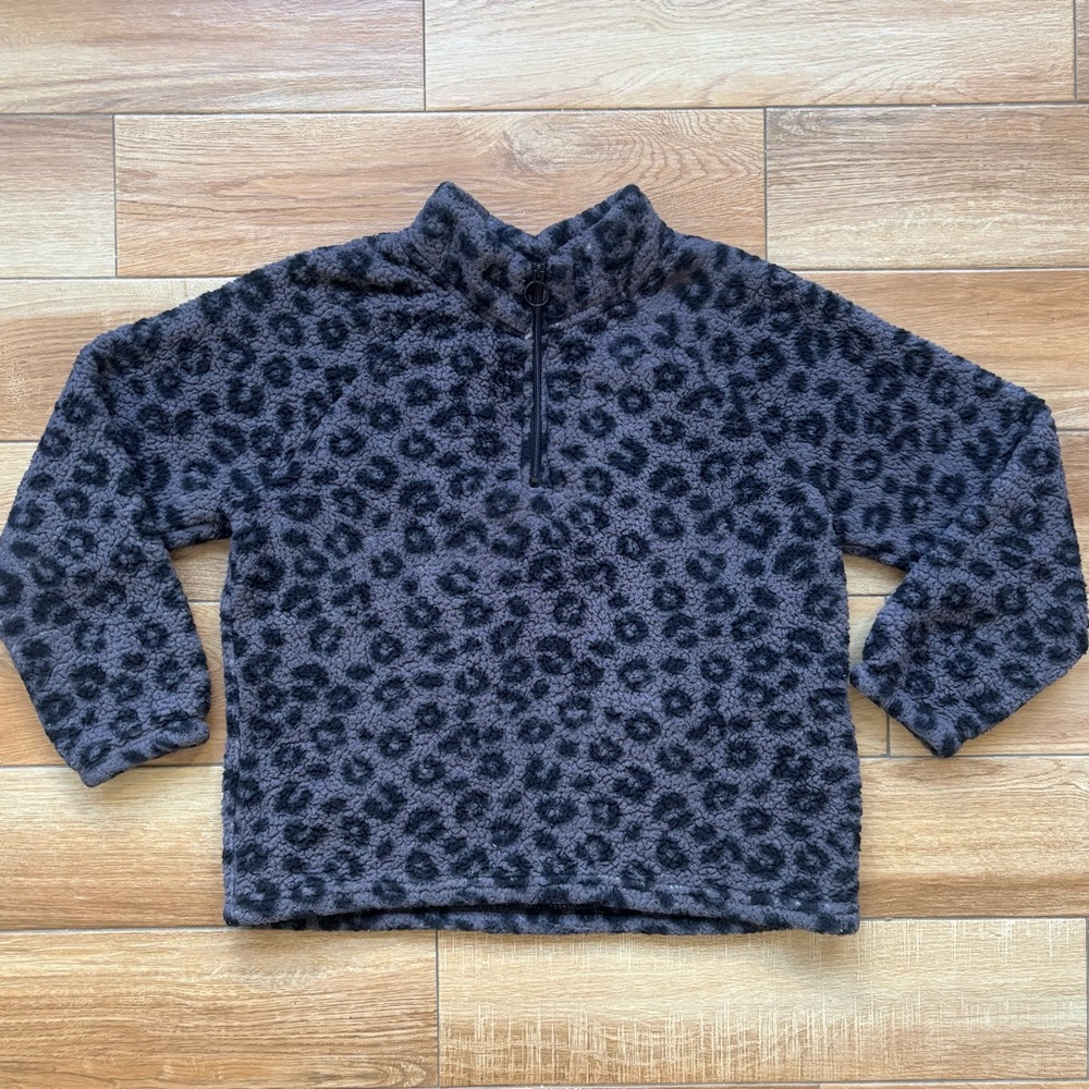 Leopard Print Fleece Pullover